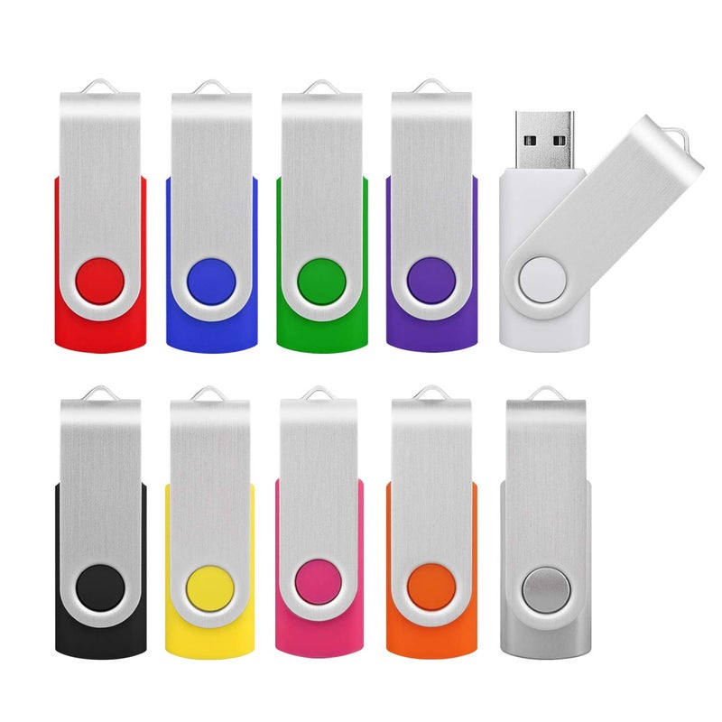 KOOTION 16GB Flash Drive 16gb USB Flash Drive 10 Pack Thumb Drive Memory Stick Swivel Jump Drive Keychain Design, Mixcolored - Image 1
